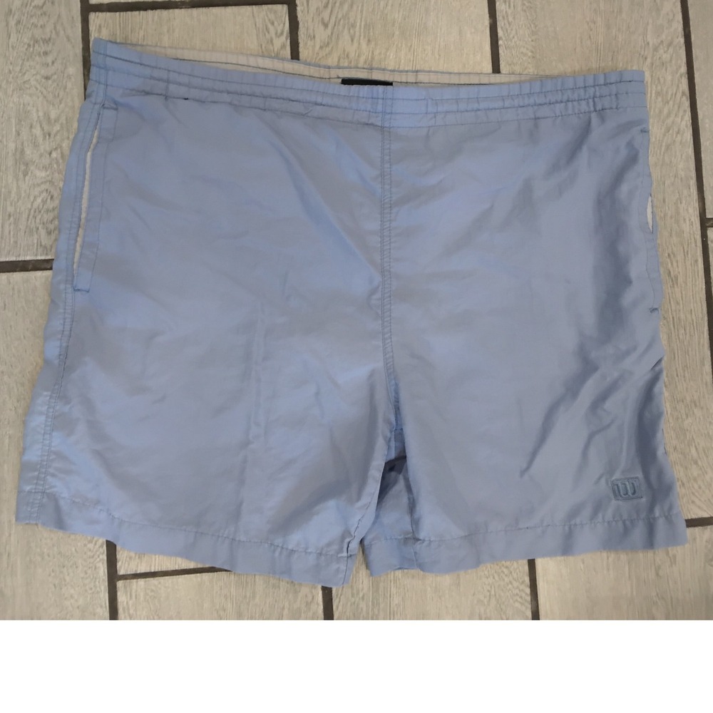 Wilson Mens Athletic Shorts Light Blue Mesh Lined Tennis Gym Training Size M